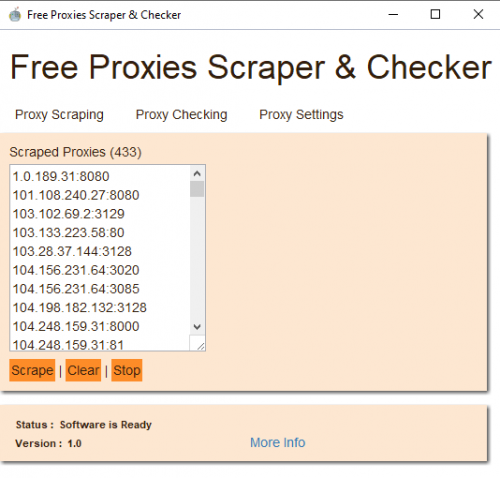 Free Proxies Scraper & Checker interface