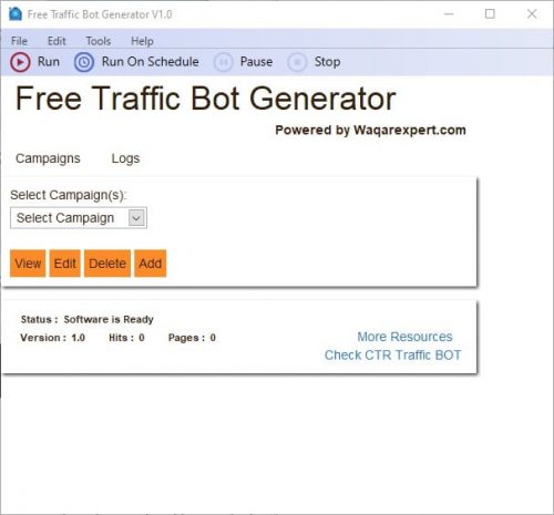 Free Traffic Bot Generator interface