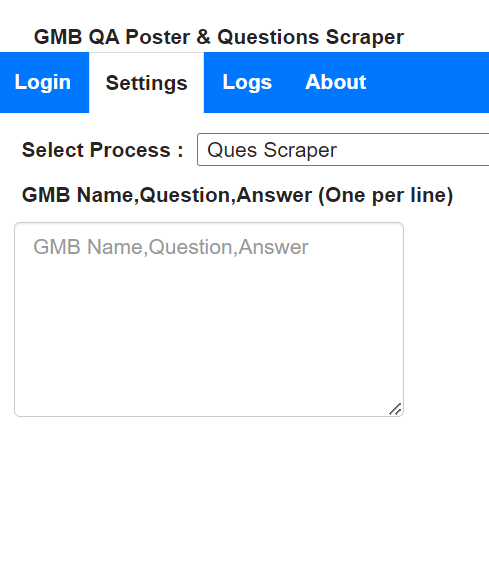 GMB QA Poster & Questions Scraper Interface